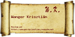 Wanger Krisztián névjegykártya